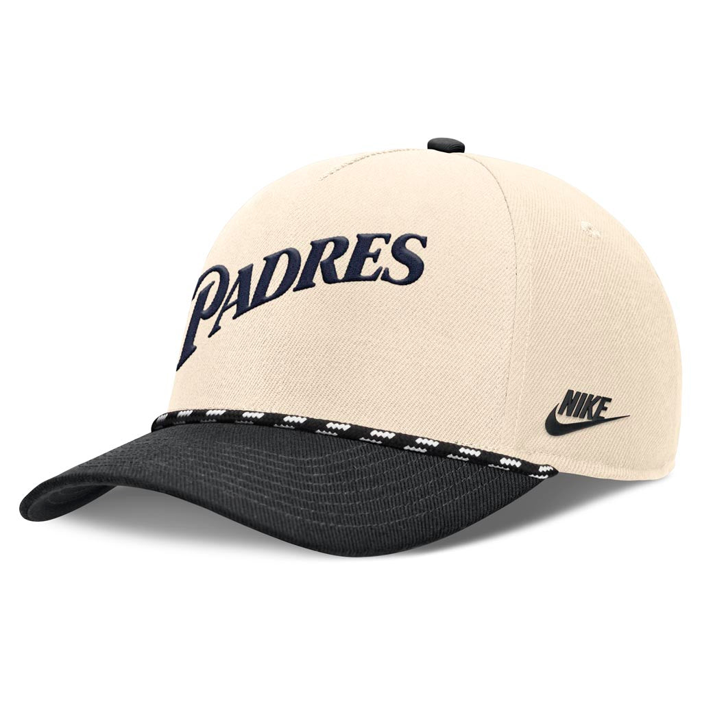 MLB San Diego Padres Nike Two-Tone Rise Script Snapback Hat - Cream