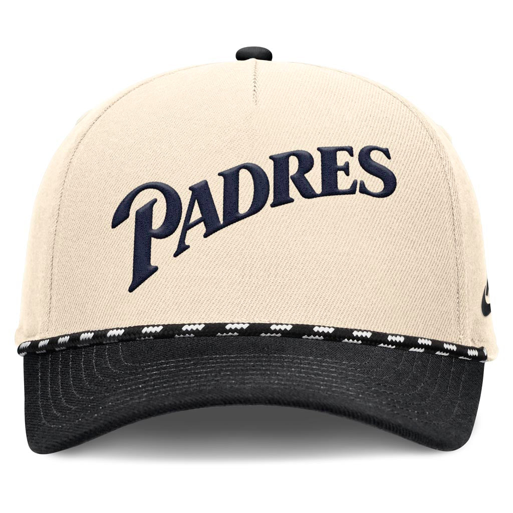 MLB San Diego Padres Nike Two-Tone Rise Script Snapback Hat - Cream