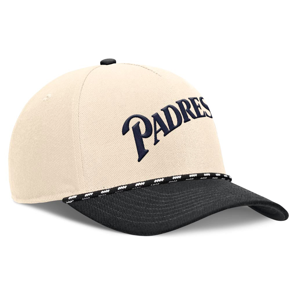 MLB San Diego Padres Nike Two-Tone Rise Script Snapback Hat - Cream