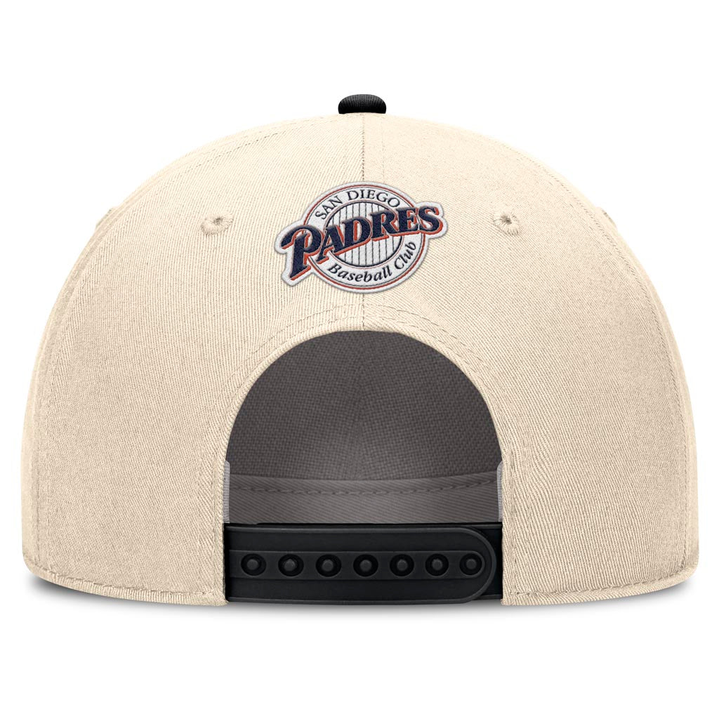 MLB San Diego Padres Nike Two-Tone Rise Script Snapback Hat - Cream
