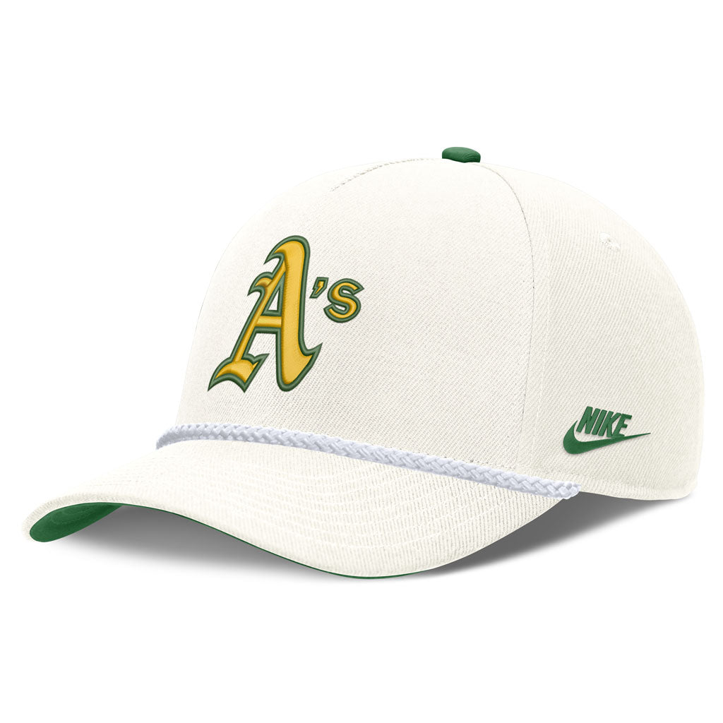 MLB Athletics Nike Rope Cooperstown Adjustable Hat - Cream