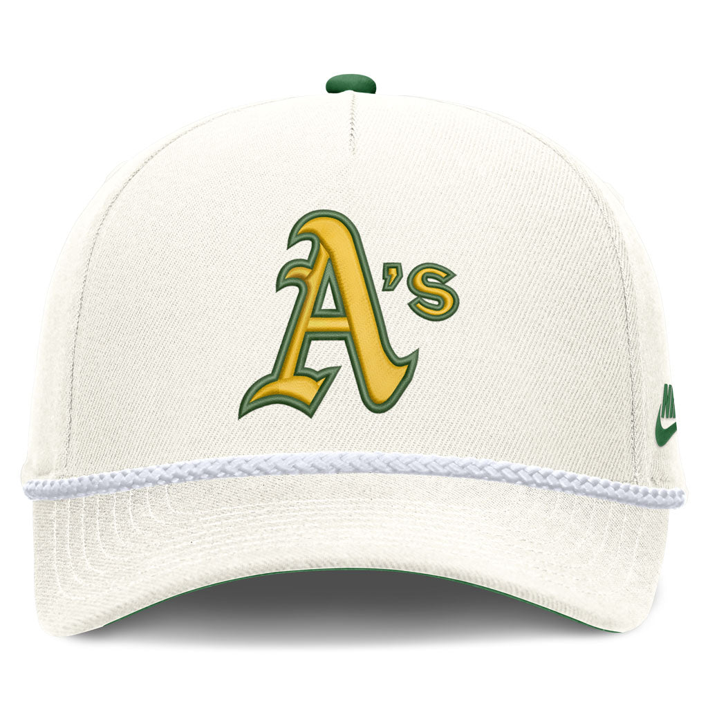 MLB Athletics Nike Rope Cooperstown Adjustable Hat - Cream