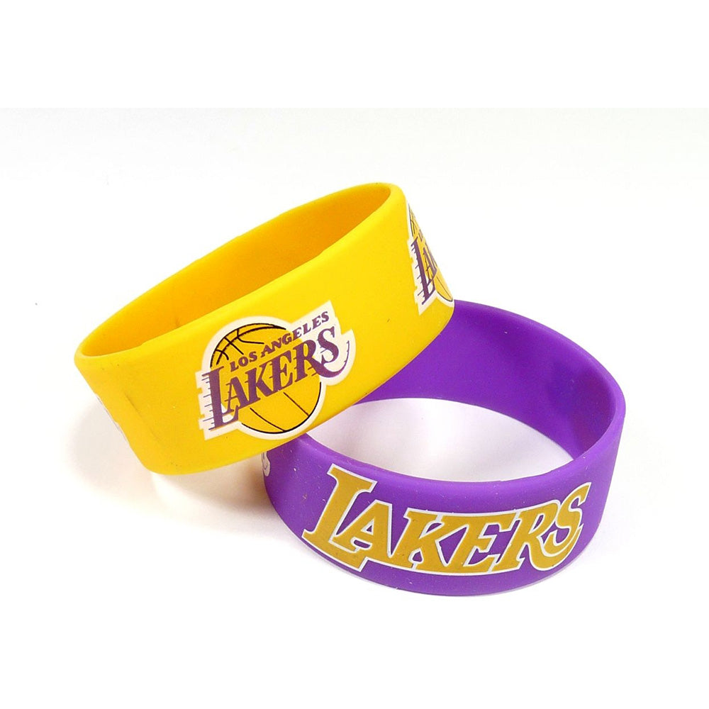 NBA Los Angeles Lakers Aminco 2-Pack Wide Silicone Bracelet Bands