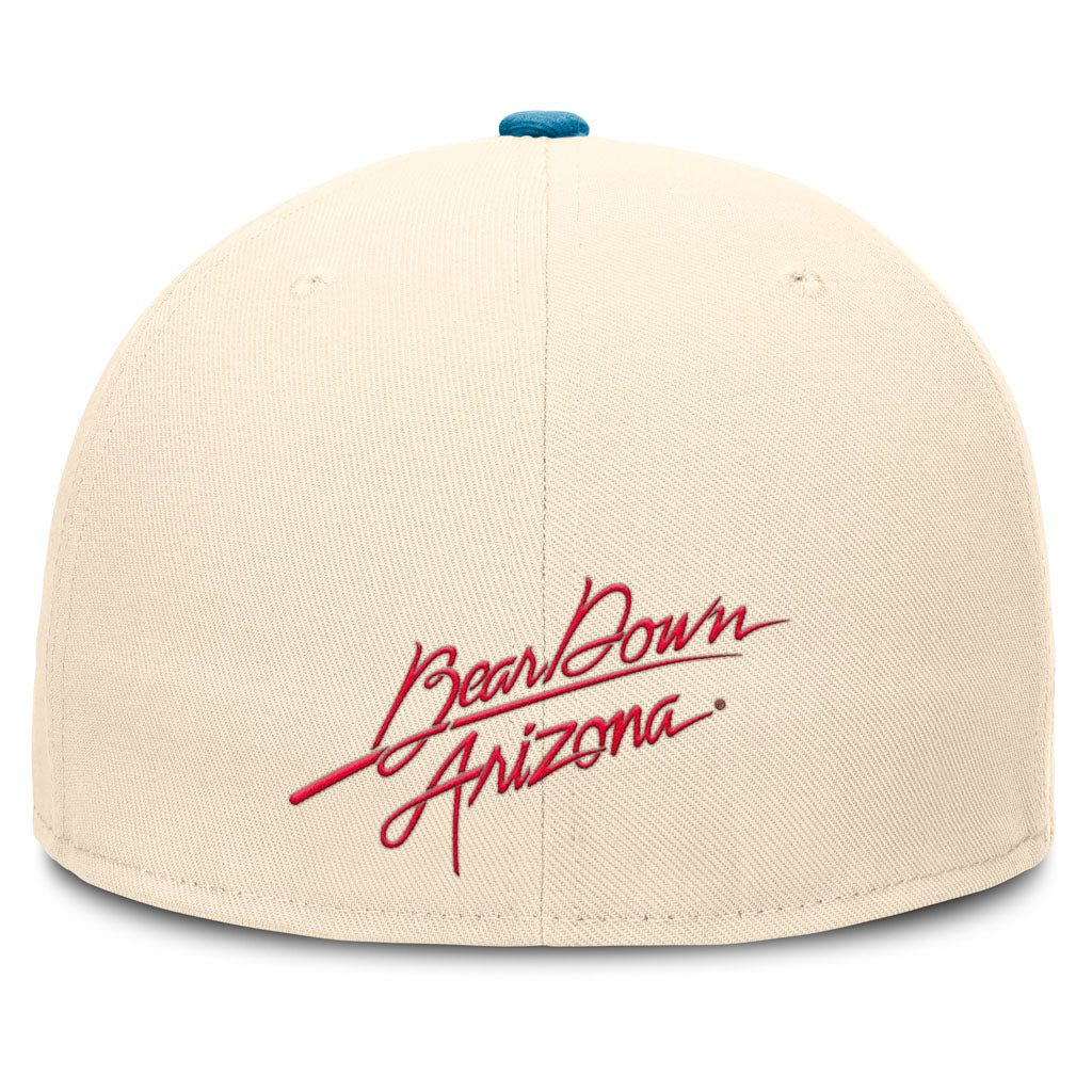 NCAA Arizona Wildcats Nike Two-Tone Throwback A Logo Fitted Hat - Cream