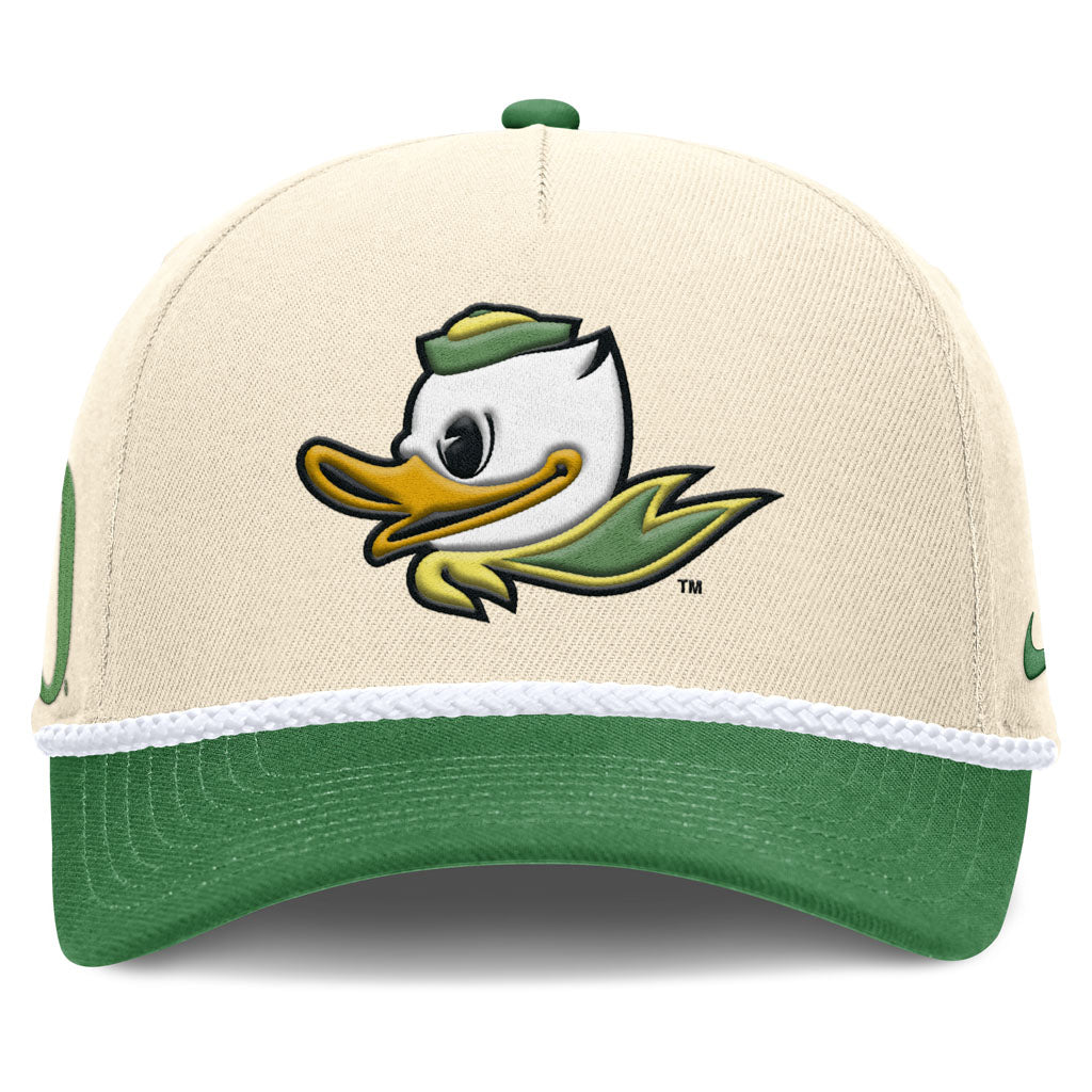 NCAA Oregon Ducks Nike Two-Tone Rope Structured Adjustable Hat - Cream