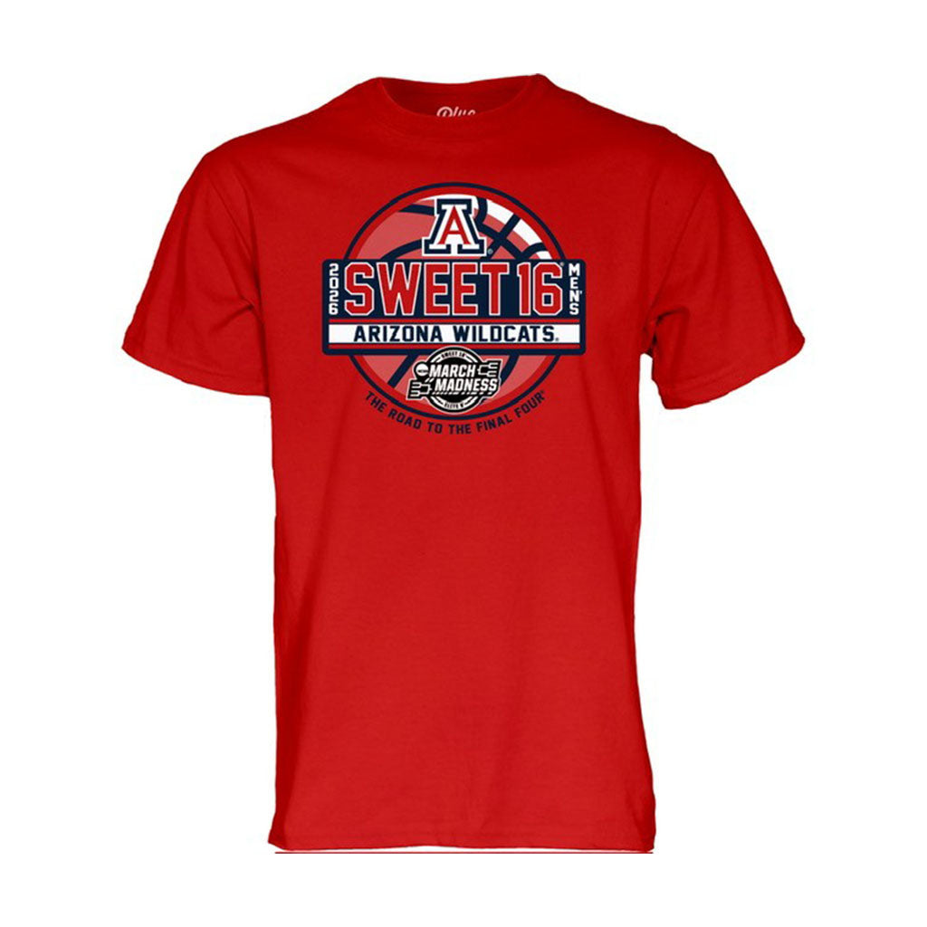 NCAA Arizona Wildcat Blue 84 Sweet 16 Steady Ship Tee - Red