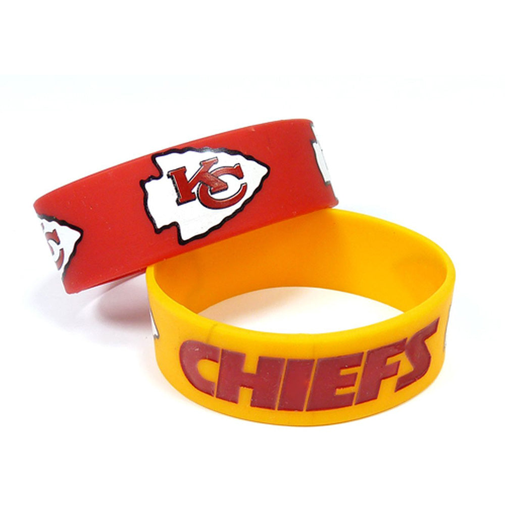 NFL Kansas City Chiefs Aminco 2-Pack Wide Silicone Bracelet Bands