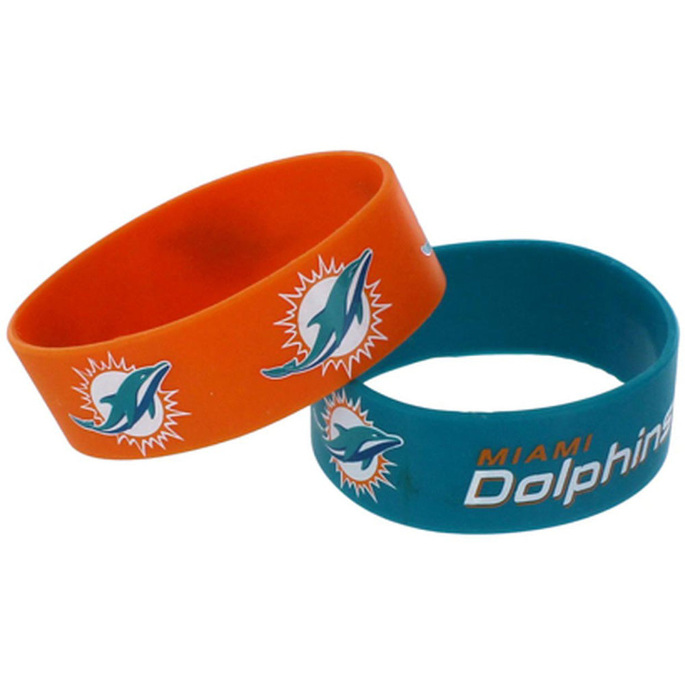 NFL Miami Dolphins Aminco 2-Pack Wide Silicone Bracelet Bands