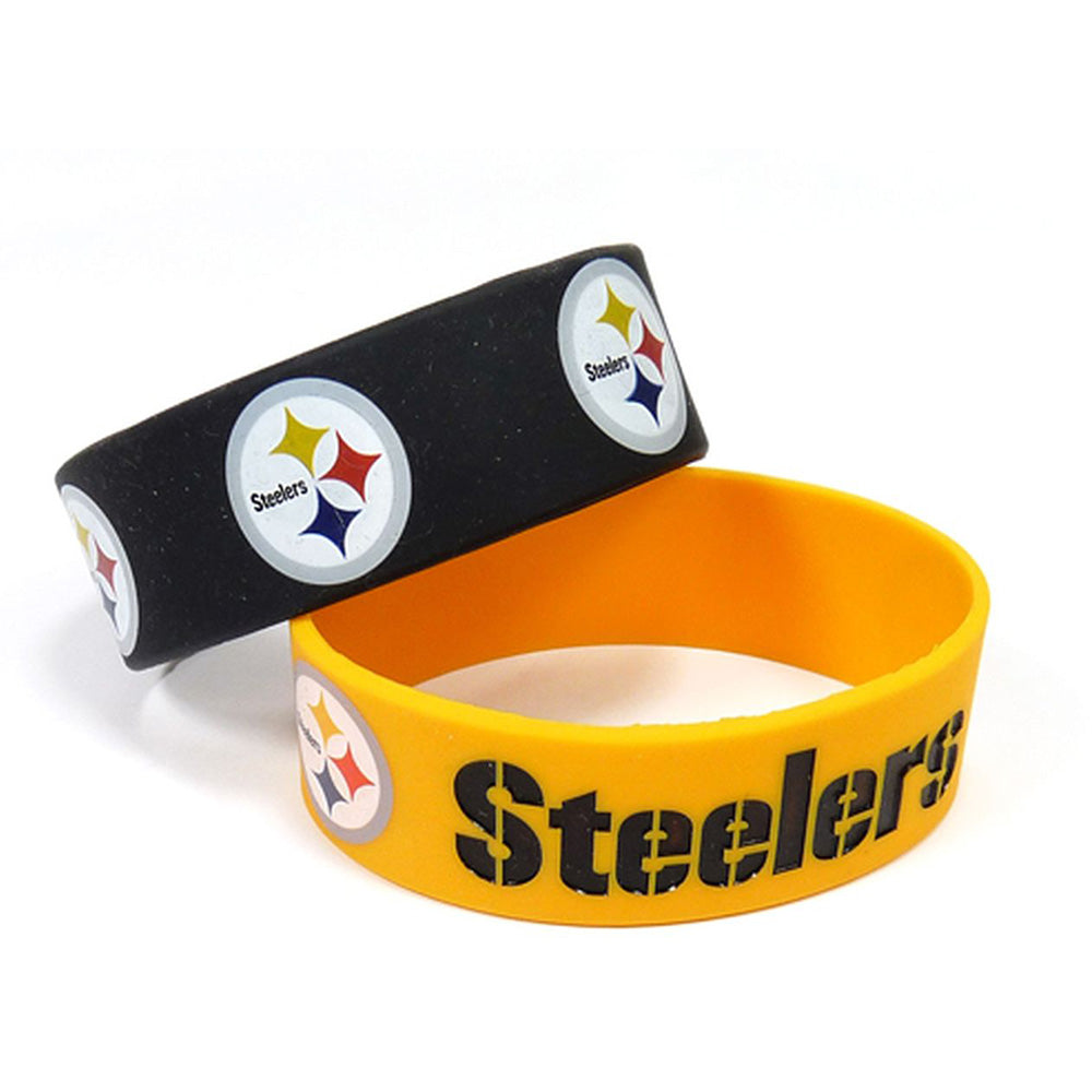 NFL Pittsburgh Steelers Aminco 2-Pack Wide Silicone Bracelet Bands
