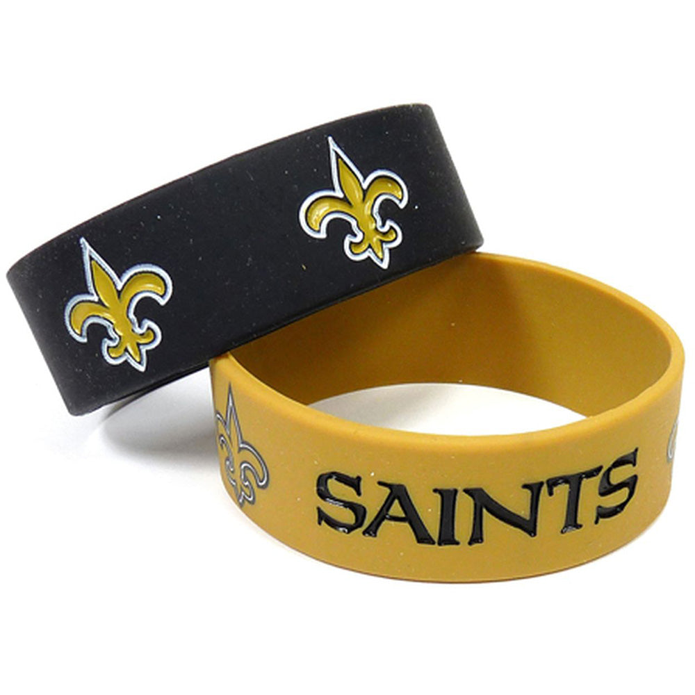 NFL New Orleans Saints Aminco 2-Pack Wide Silicone Bracelet Bands