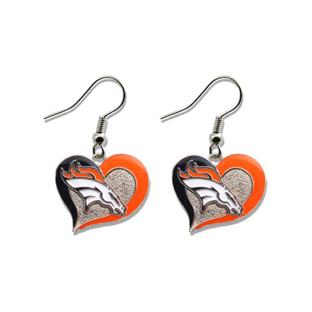 NFL Denver Broncos Aminco Swirl Heart Earrings