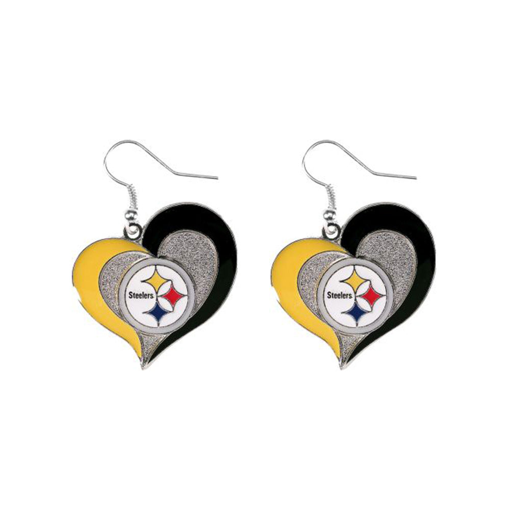 NFL Pittsburgh Steelers Aminco Swirl Heart Earrings