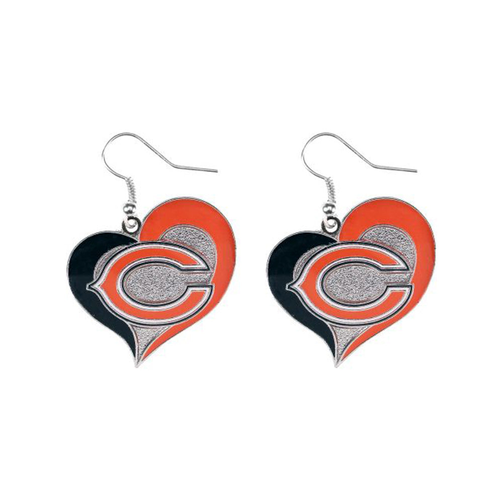 NFL Chicago Bears Aminco Swirl Heart Earrings