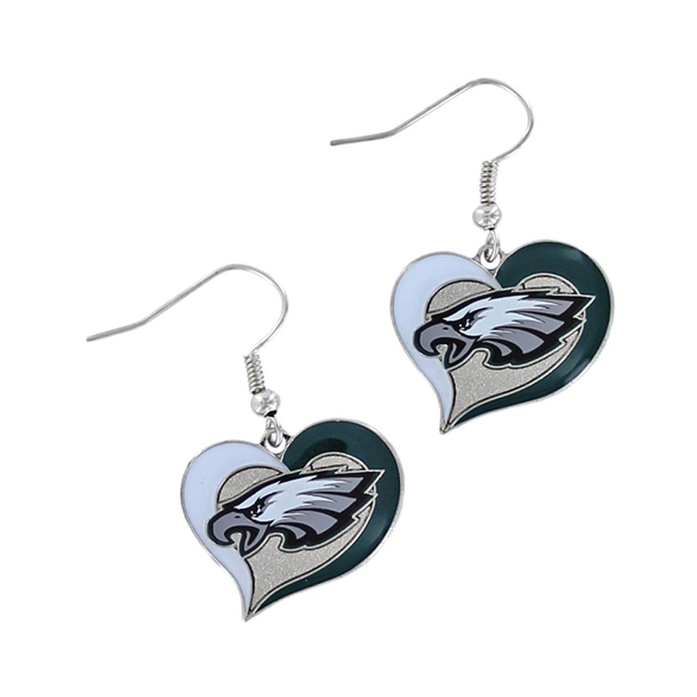 NFL Philadelphia Eagles Aminco Swirl Heart Earrings