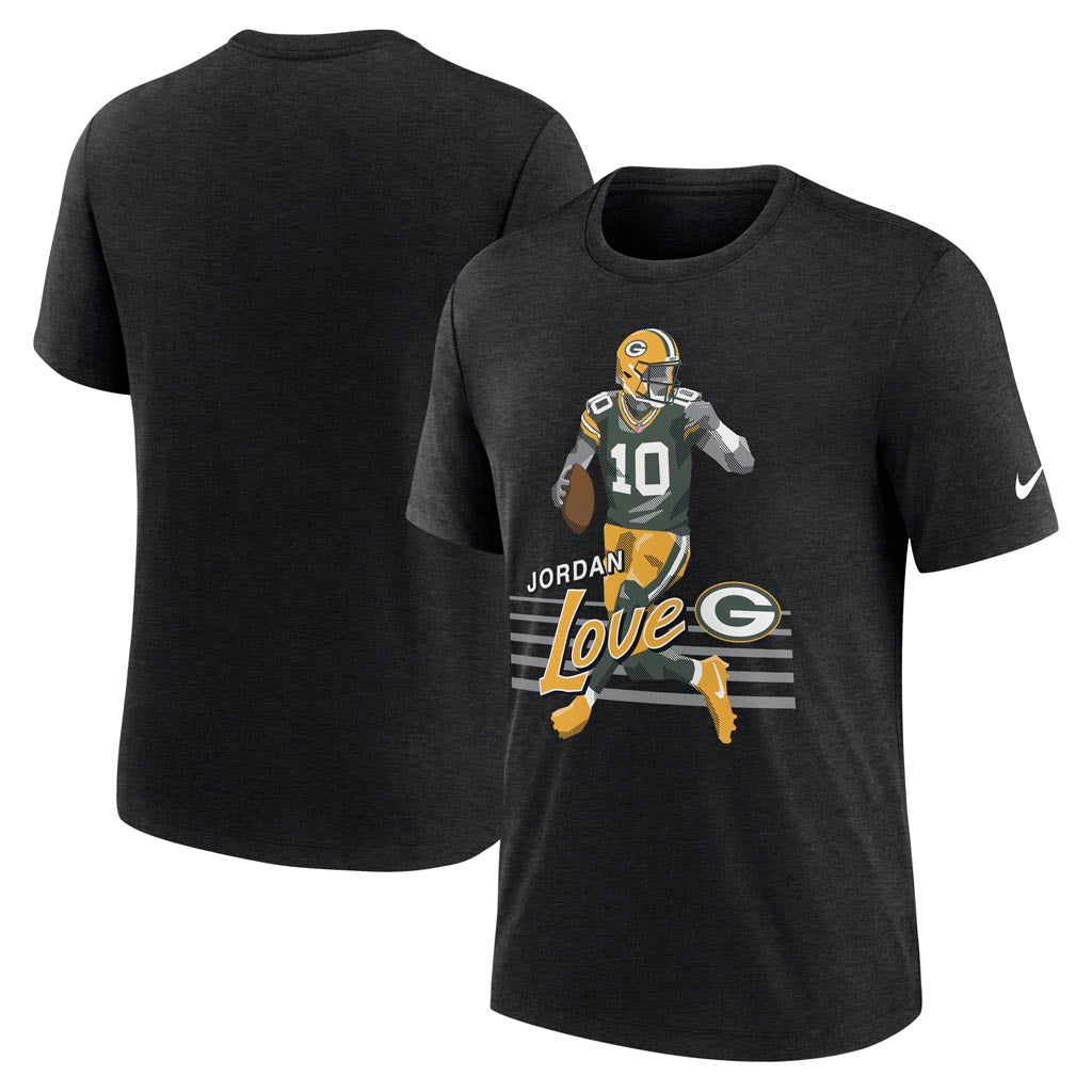 NFL Green Bay Packers Jordan Love Nike Player Pack Triblend T-Shirt - Black