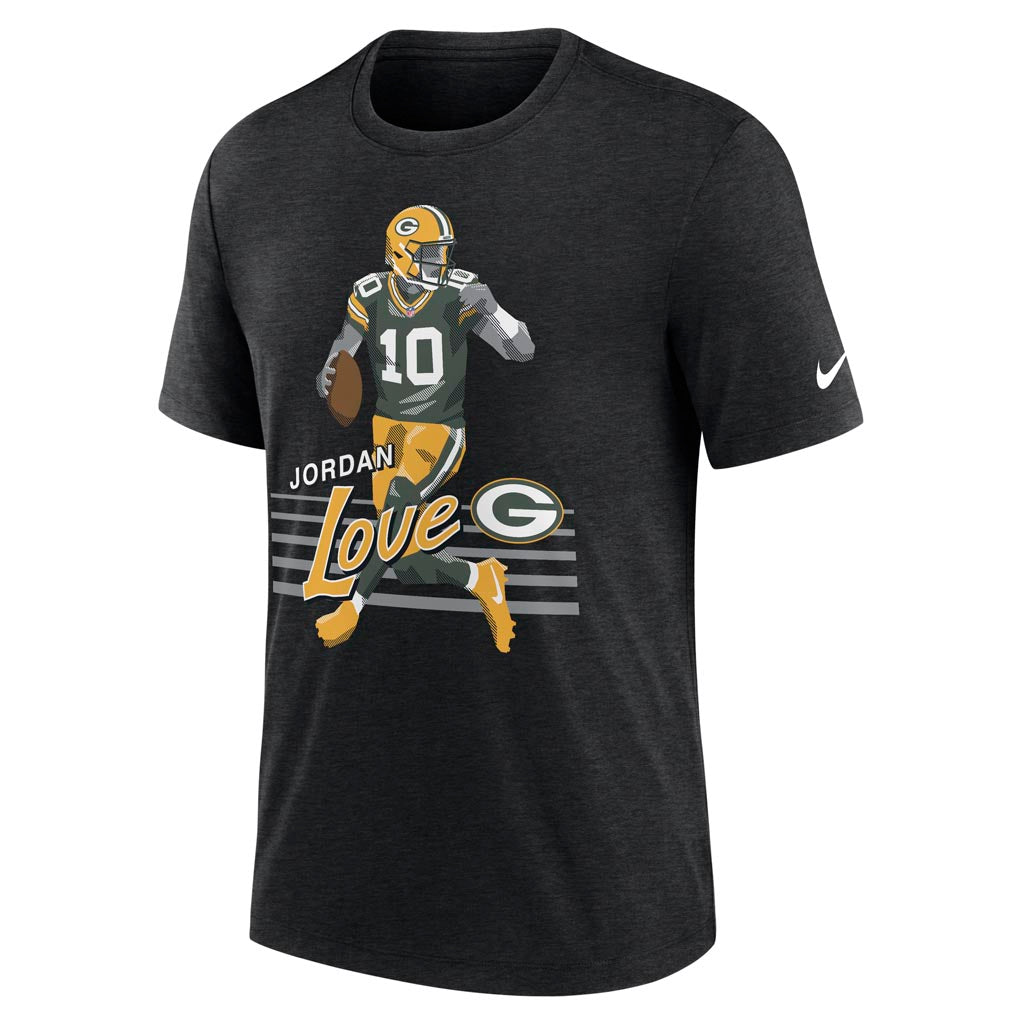 NFL Green Bay Packers Jordan Love Nike Player Pack Triblend T-Shirt - Black