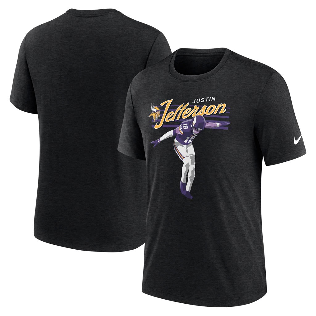 NFL Minnesota Vikings Justin Jefferson Nike Player Pack Triblend T-Shirt - Black