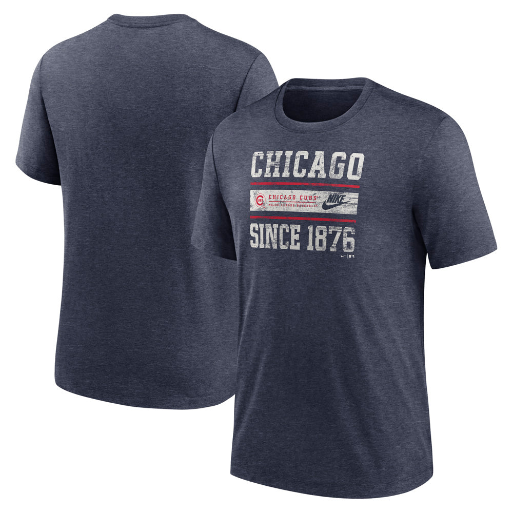 MLB Chicago Cubs Nike Cooperstown Stack Tri-Blend T-Shirt - Blue