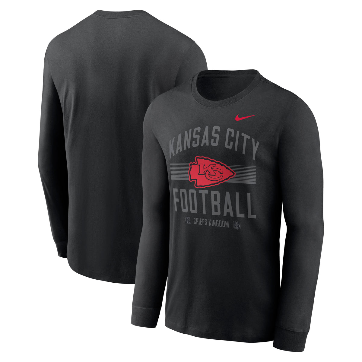 NFL Kansas City Chiefs Nike Gradient Essential Long Sleeve T-Shirt- Black