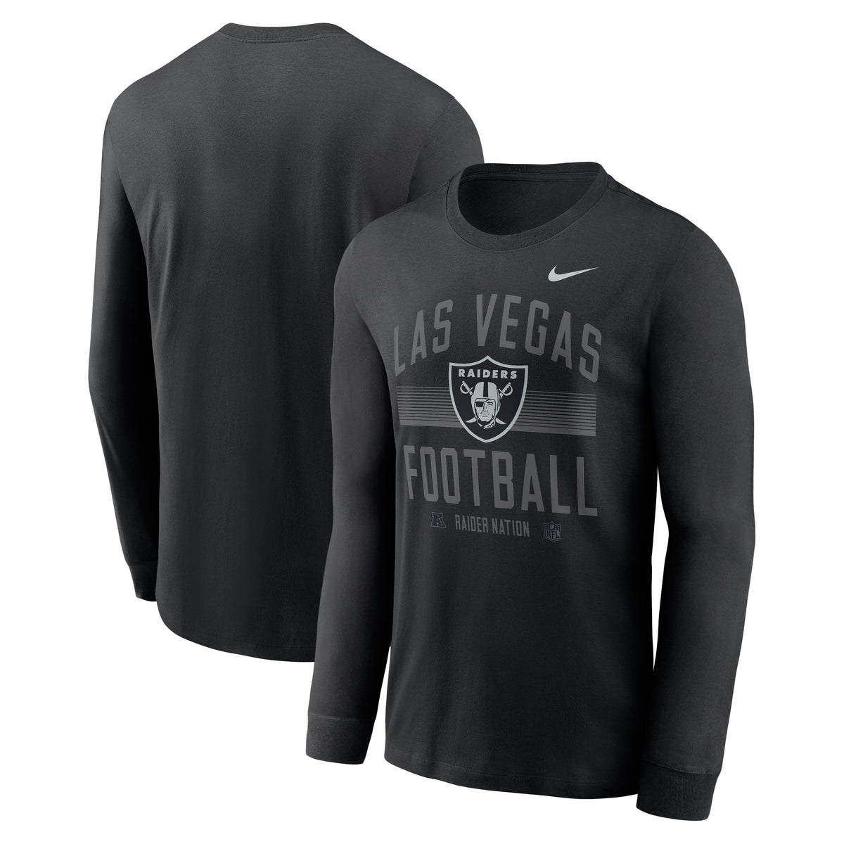 NFL Las Vegas Raiders Nike Gradient Essential Long Sleeve T-Shirt- Black