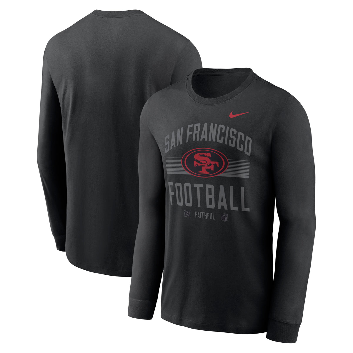 NFL San Francisco 49ers Nike Gradient Essential Long Sleeve T-Shirt- Black