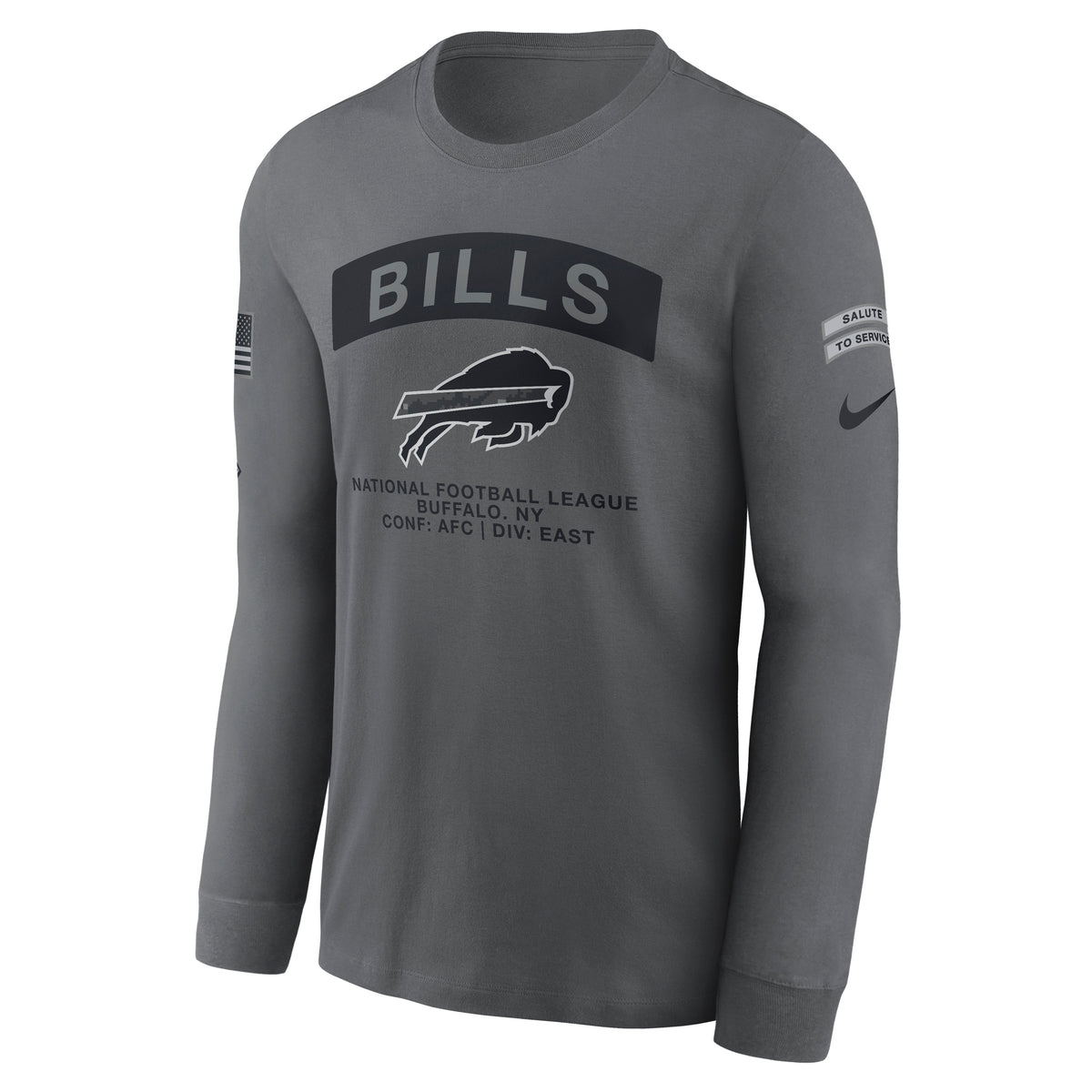 NFL Buffalo Bills Nike 2026 Salute to Service Long Sleeve T-Shirt- Gray