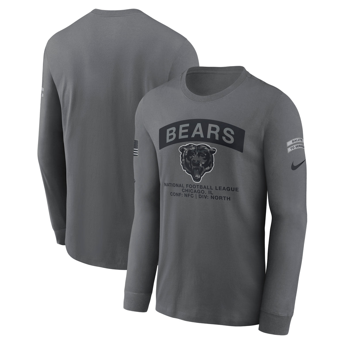 NFL Chicago Bears Nike 2026 Salute to Service Long Sleeve T-Shirt- Gray