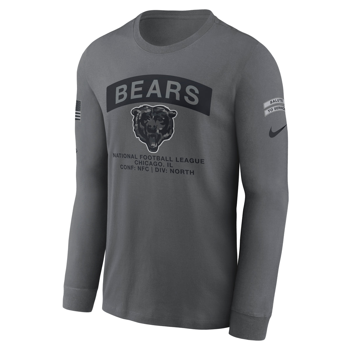 NFL Chicago Bears Nike 2026 Salute to Service Long Sleeve T-Shirt- Gray