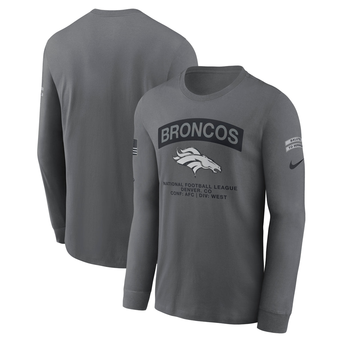 NFL Denver Broncos Nike 2026 Salute to Service Long Sleeve T-Shirt- Gray