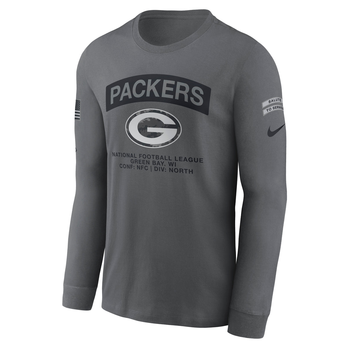 NFL Green Bay Packers Nike 2026 Salute to Service Long Sleeve T-Shirt- Gray