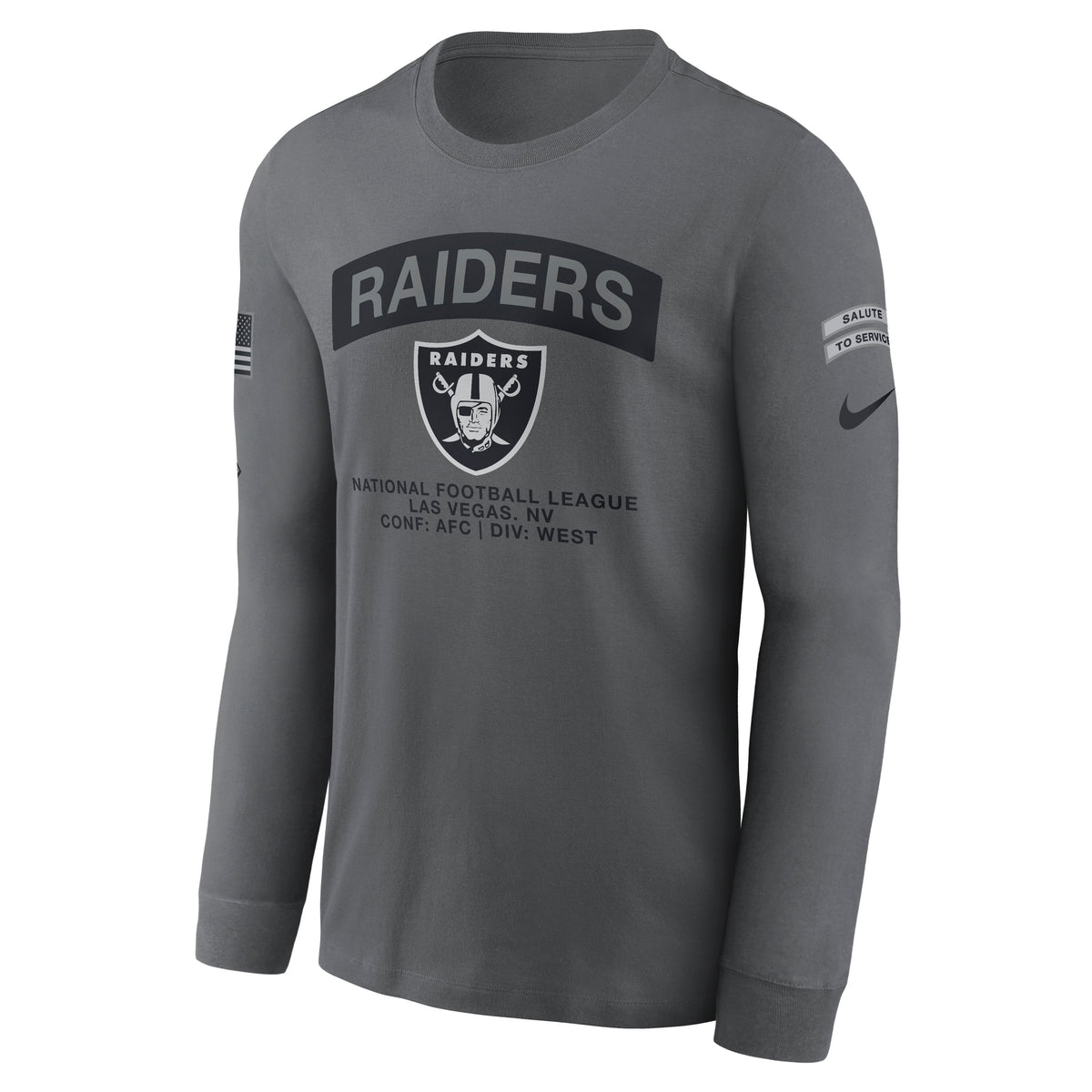 NFL Las Vegas Raiders Nike 2026 Salute to Service Long Sleeve T-Shirt- Gray