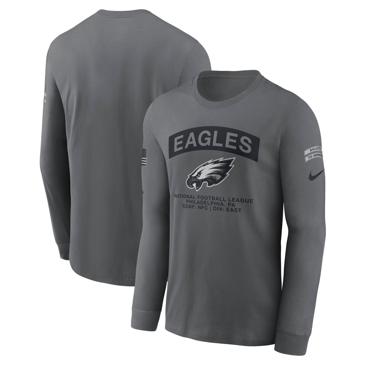 NFL Philadelphia Eagles Nike 2026 Salute to Service Long Sleeve T-Shirt- Gray