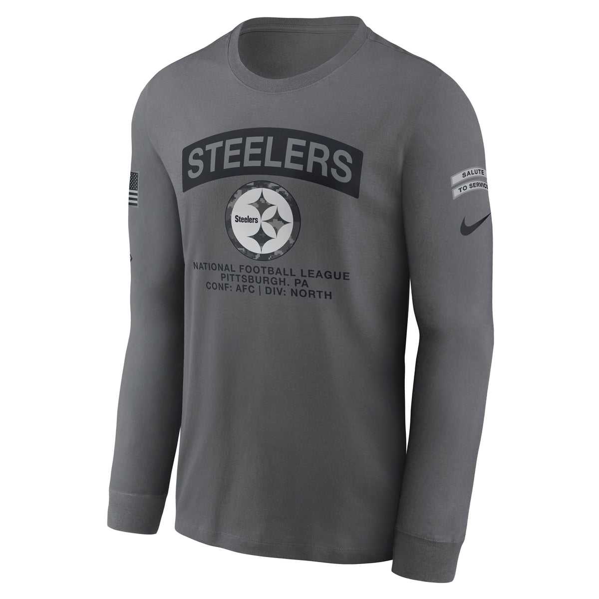 NFL Pittsburgh Steelers Nike 2026 Salute to Service Long Sleeve T-Shirt- Gray