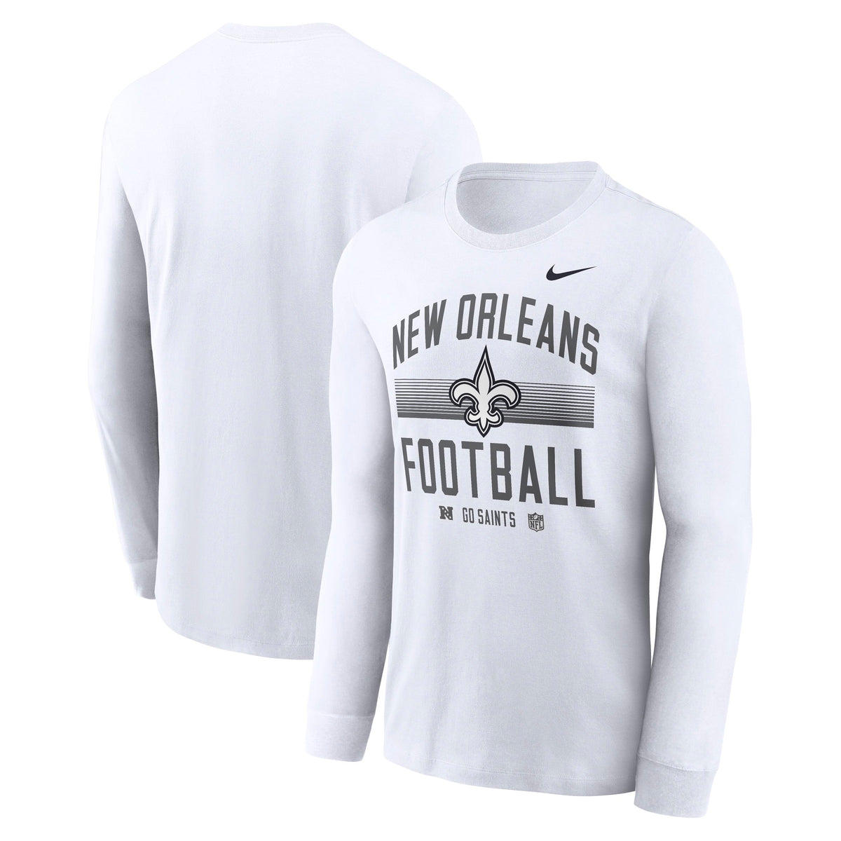 NFL New Orleans Saints Nike Gradient Essential Long Sleeve T-Shirt- White
