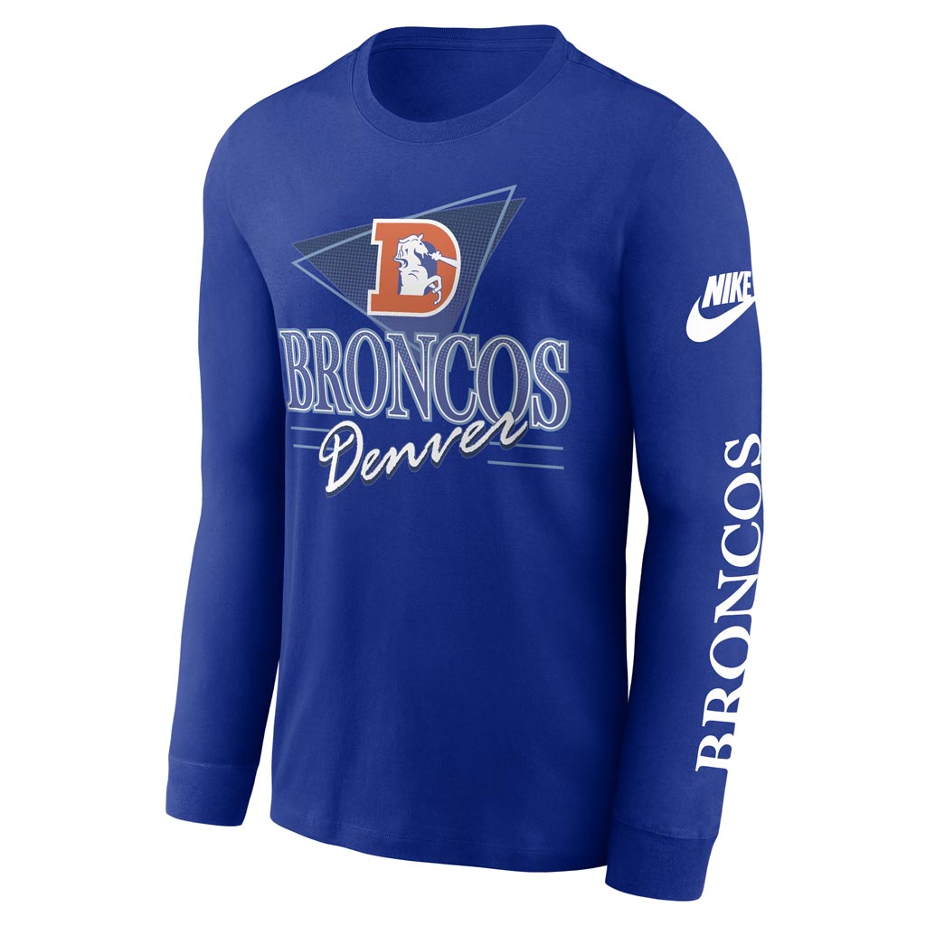 NFL Denver Broncos Nike Rewind Cotton Long Sleeve T-Shirt - Blue