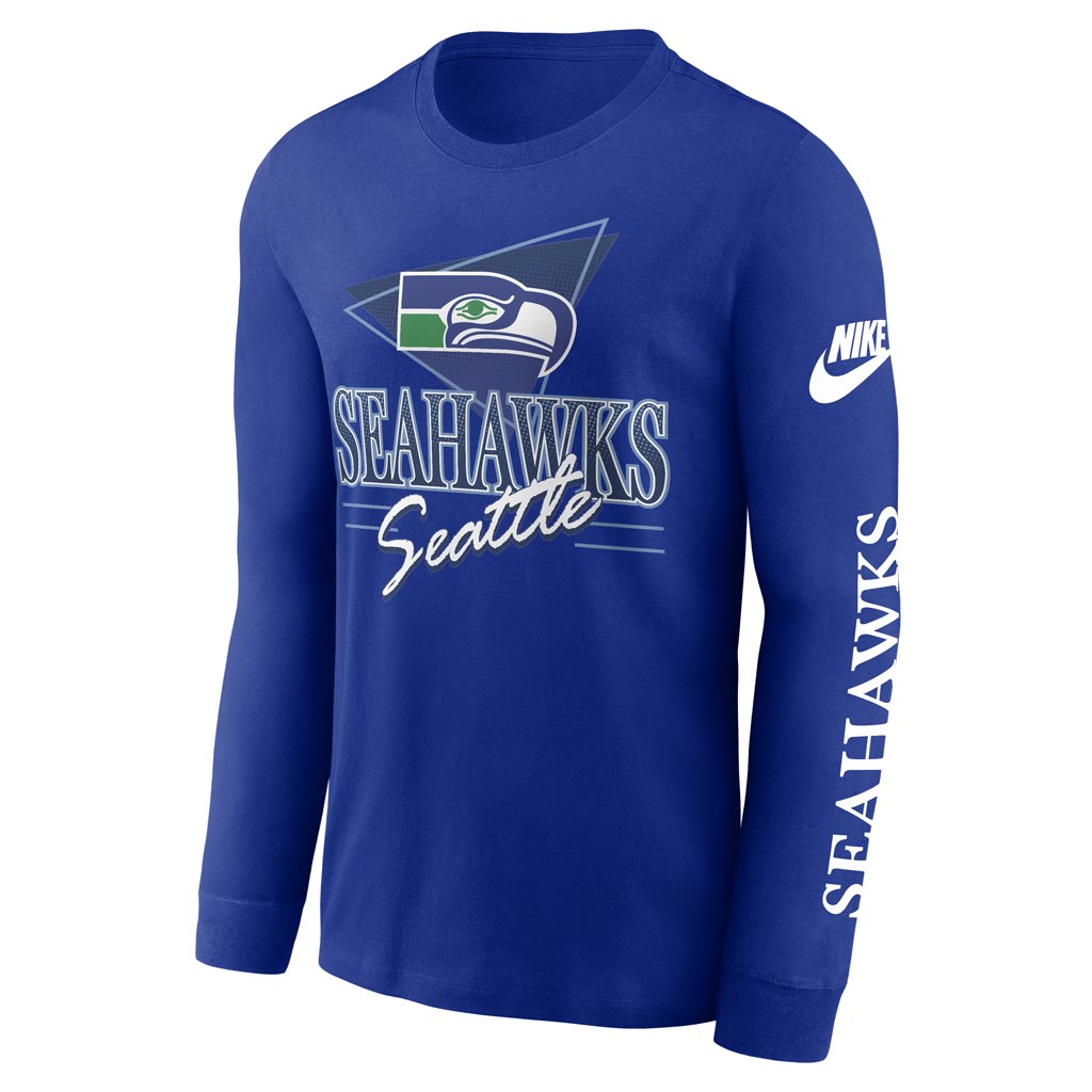 NFL Seattle Seahawks Nike Rewind Cotton Long Sleeve T-Shirt - Blue