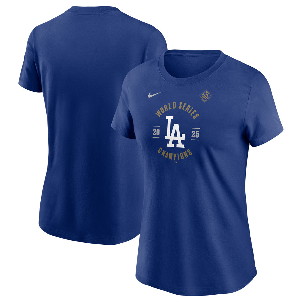 MLB Los Angeles Dodgers Women's Nike 2025 World Series Champions Cut Off Man T-Shirt - Blue