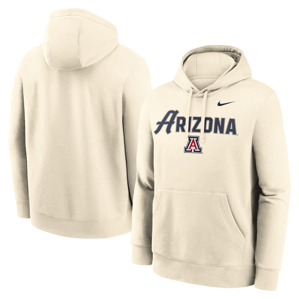NCAA Arizona Wildcats Nike Club Fleece Tackle Twill Pullover Hoodie - Cream