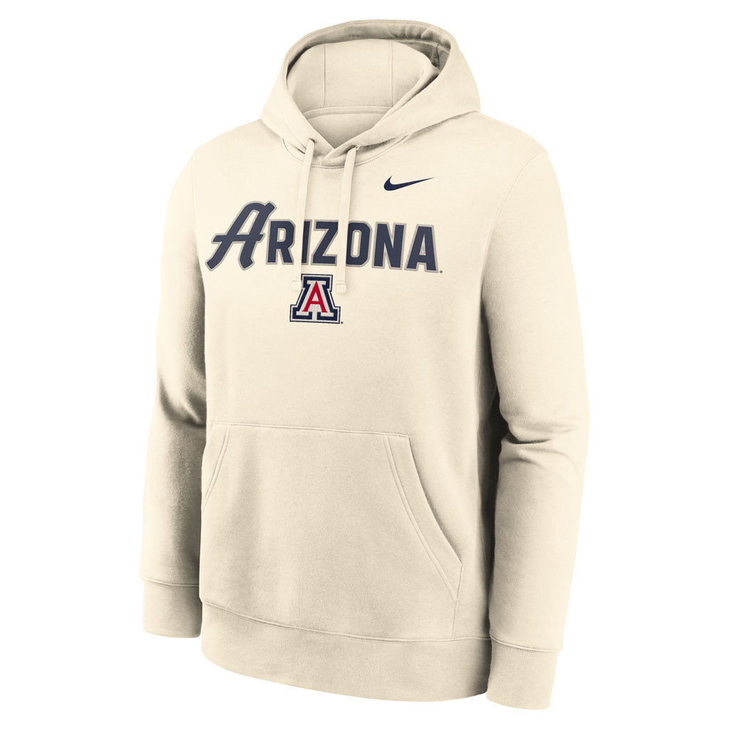 NCAA Arizona Wildcats Nike Club Fleece Tackle Twill Pullover Hoodie - Cream