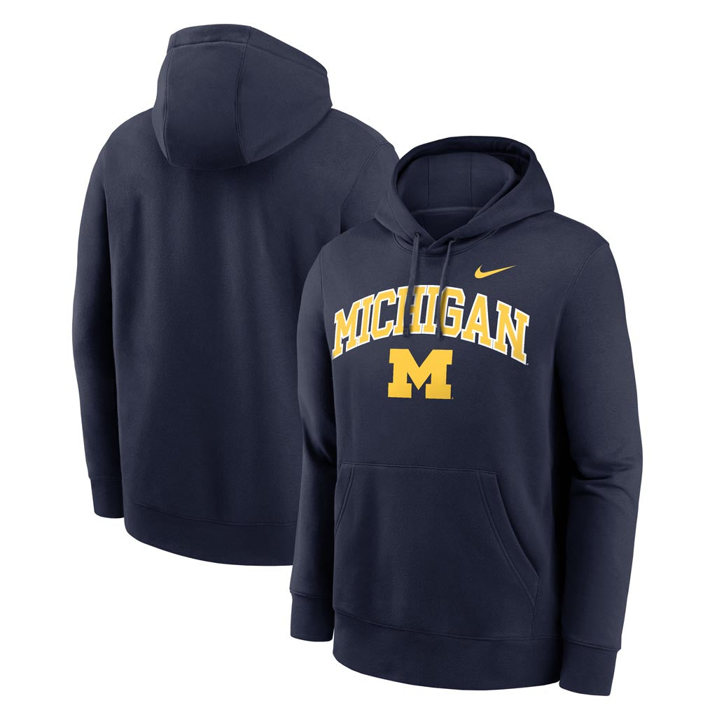 NCAA Michigan Wolverines Nike Club Fleece Arch Hoodie - Navy