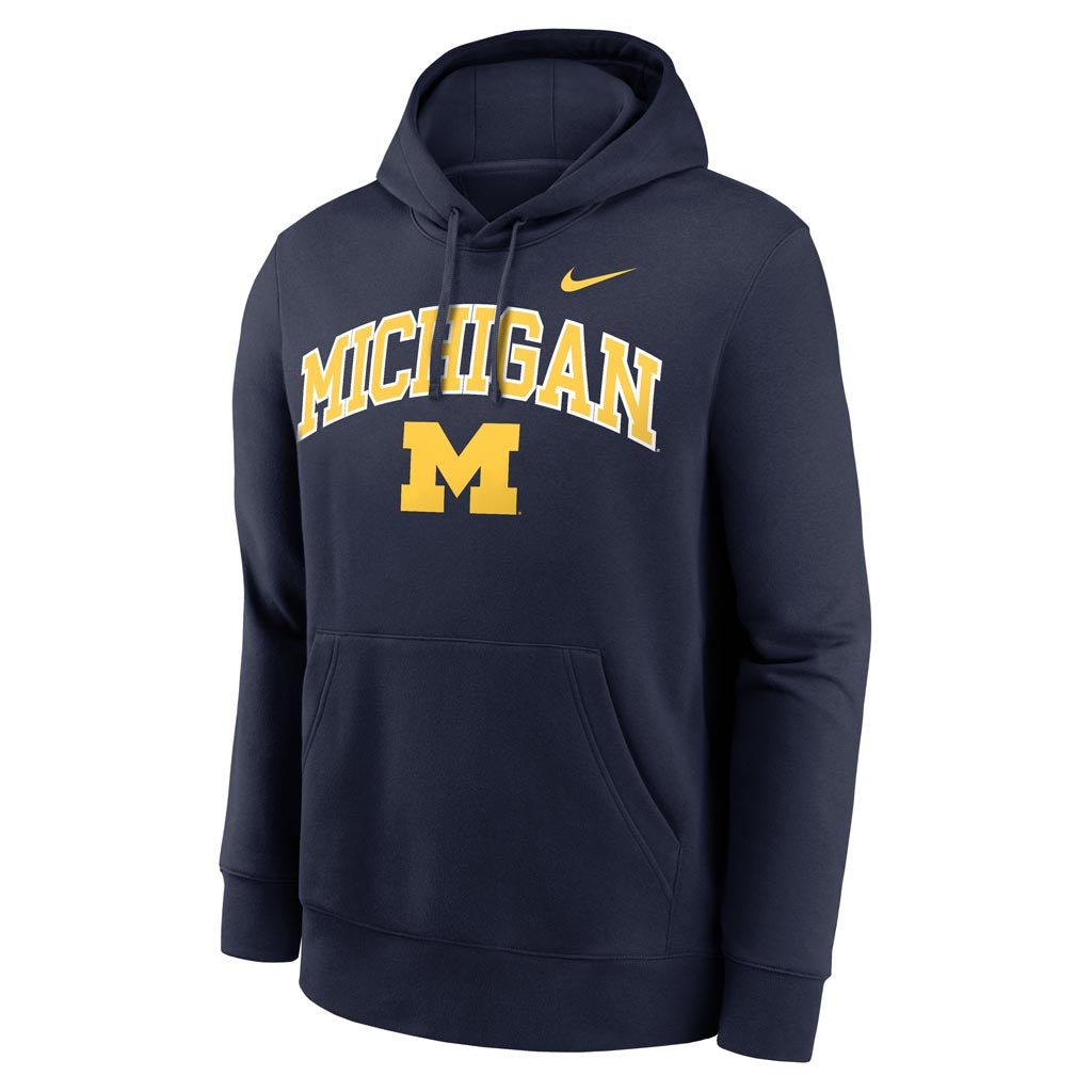 NCAA Michigan Wolverines Nike Club Fleece Arch Hoodie - Navy