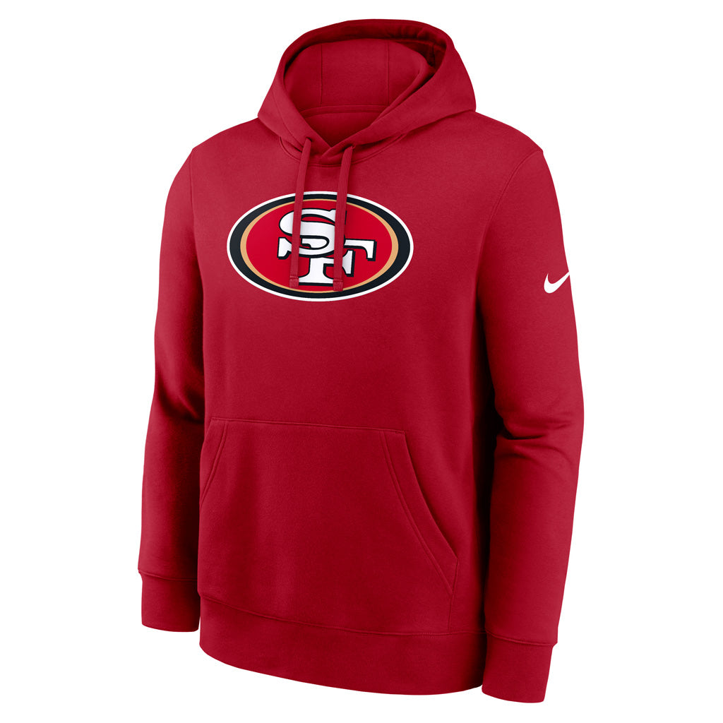 NFL San Francisco 49ers Nike Club Logo White Swoosh Pullover Hoodie - Red