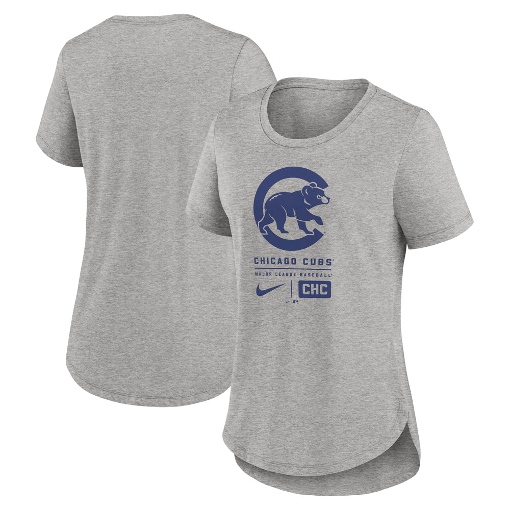 MLB Chicago Cubs Women&#39;s Nike Logo Stack Tri-Blend Tee