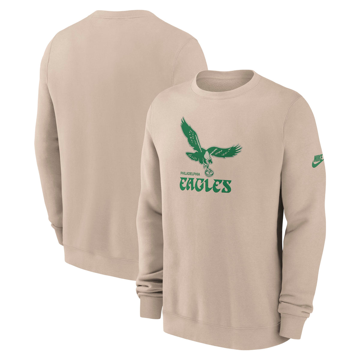 NFL Philadelphia Eagles Nike 2026 Rewind Club Pullover Crew Sweatshirt- Tan