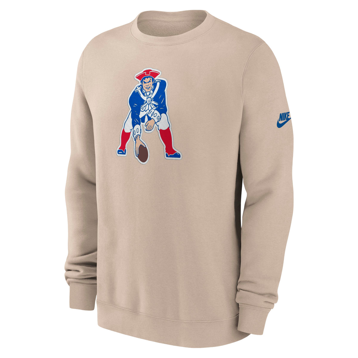 NFL New England Patriots Nike 2026 Rewind Club Pullover Crew Sweatshirt- Tan