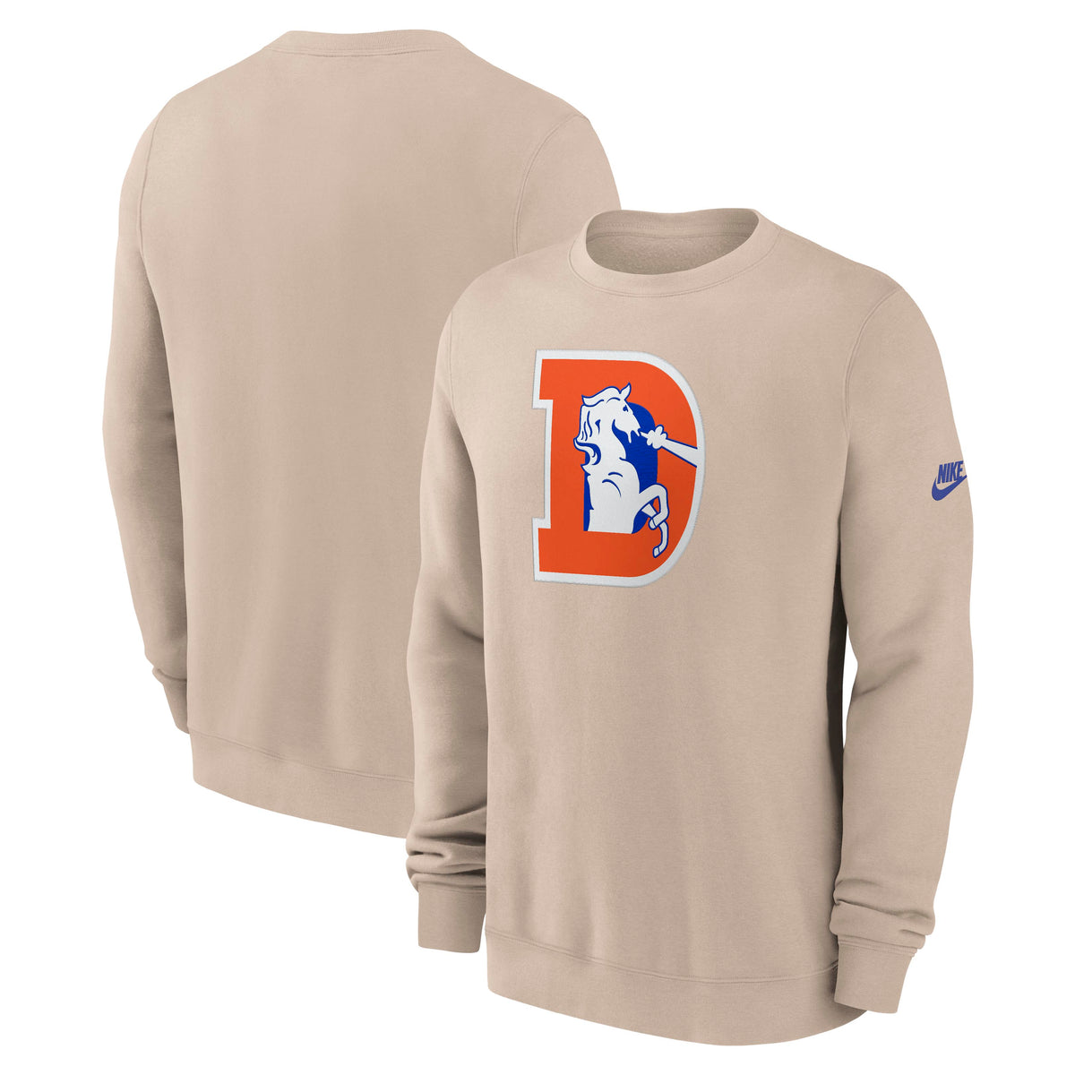 NFL Denver Broncos Nike 2026 Rewind Club Pullover Crew Sweatshirt- Tan