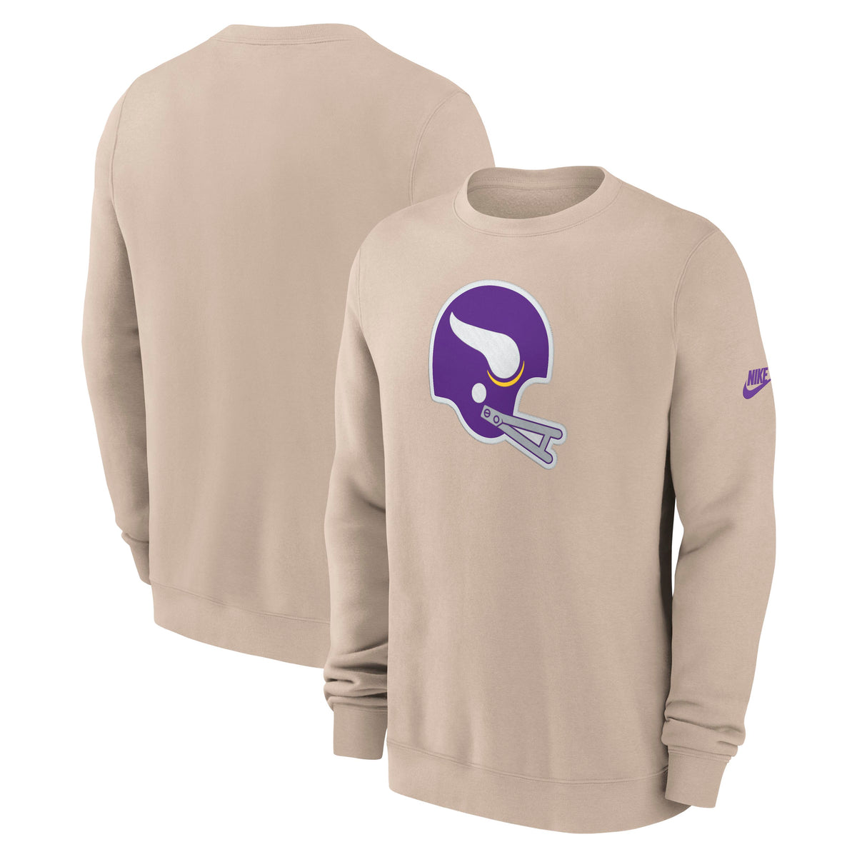 NFL Minnesota Vikings Nike 2026 Rewind Club Pullover Crew Sweatshirt- Tan