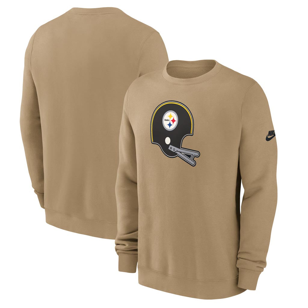 NFL Pittsburgh Steelers Nike 2025 Rewind Club Pullover Crew Sweatshirt - Brown