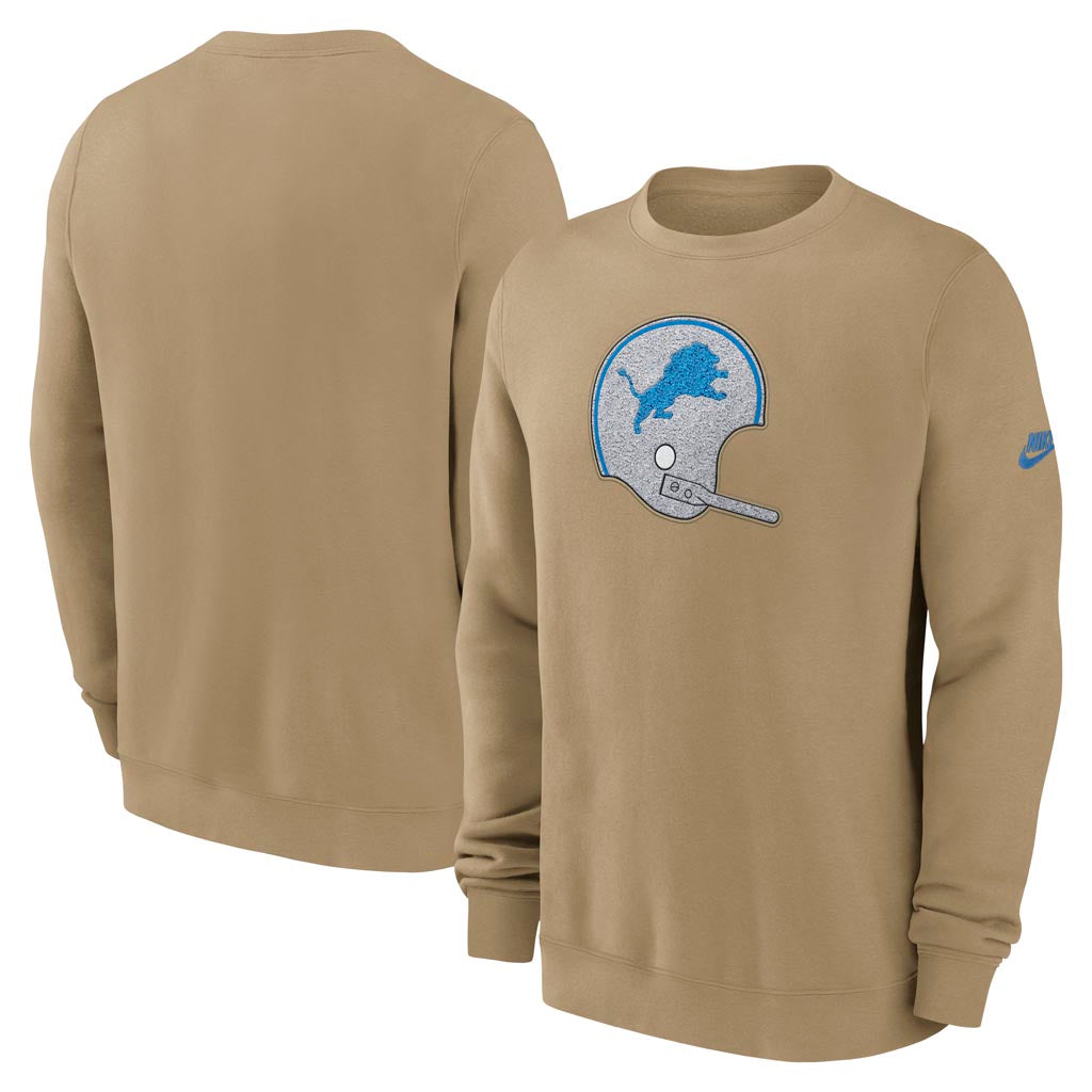 NFL Detroit Lions Nike 2025 Rewind Club Pullover Crew Sweatshirt - Brown
