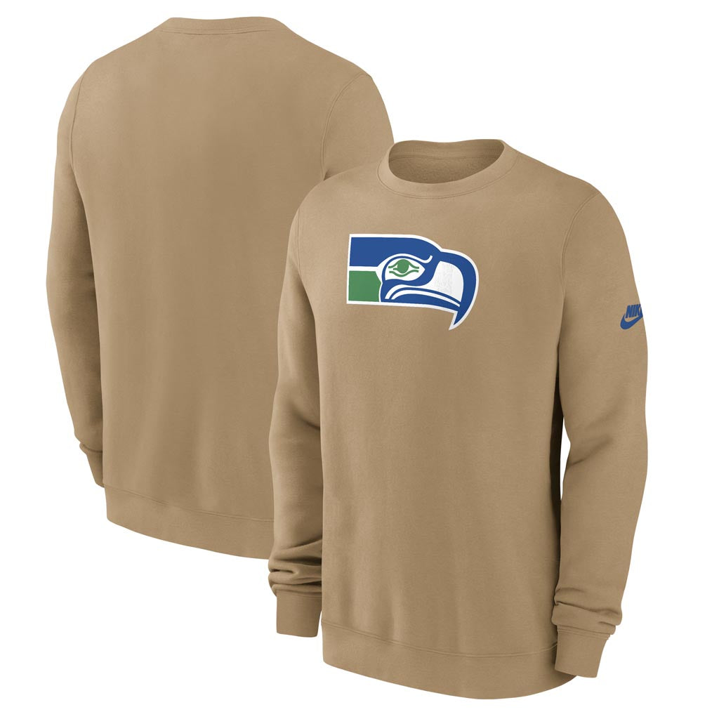 NFL Seattle Seahawks Nike 2025 Rewind Club Pullover Crew Sweatshirt - Brown